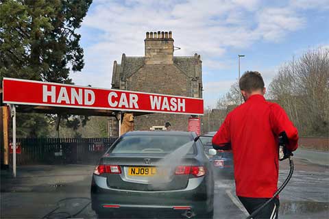 Exterior car wash at a self wash