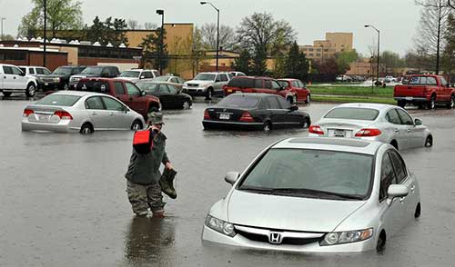 flooded cars because of rain