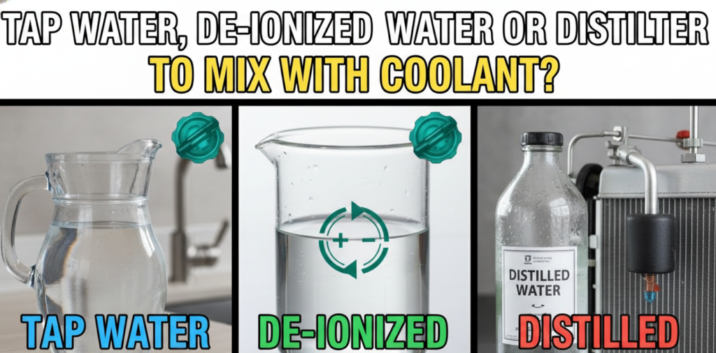 tap water distiled or de ionized for mixing with coolant