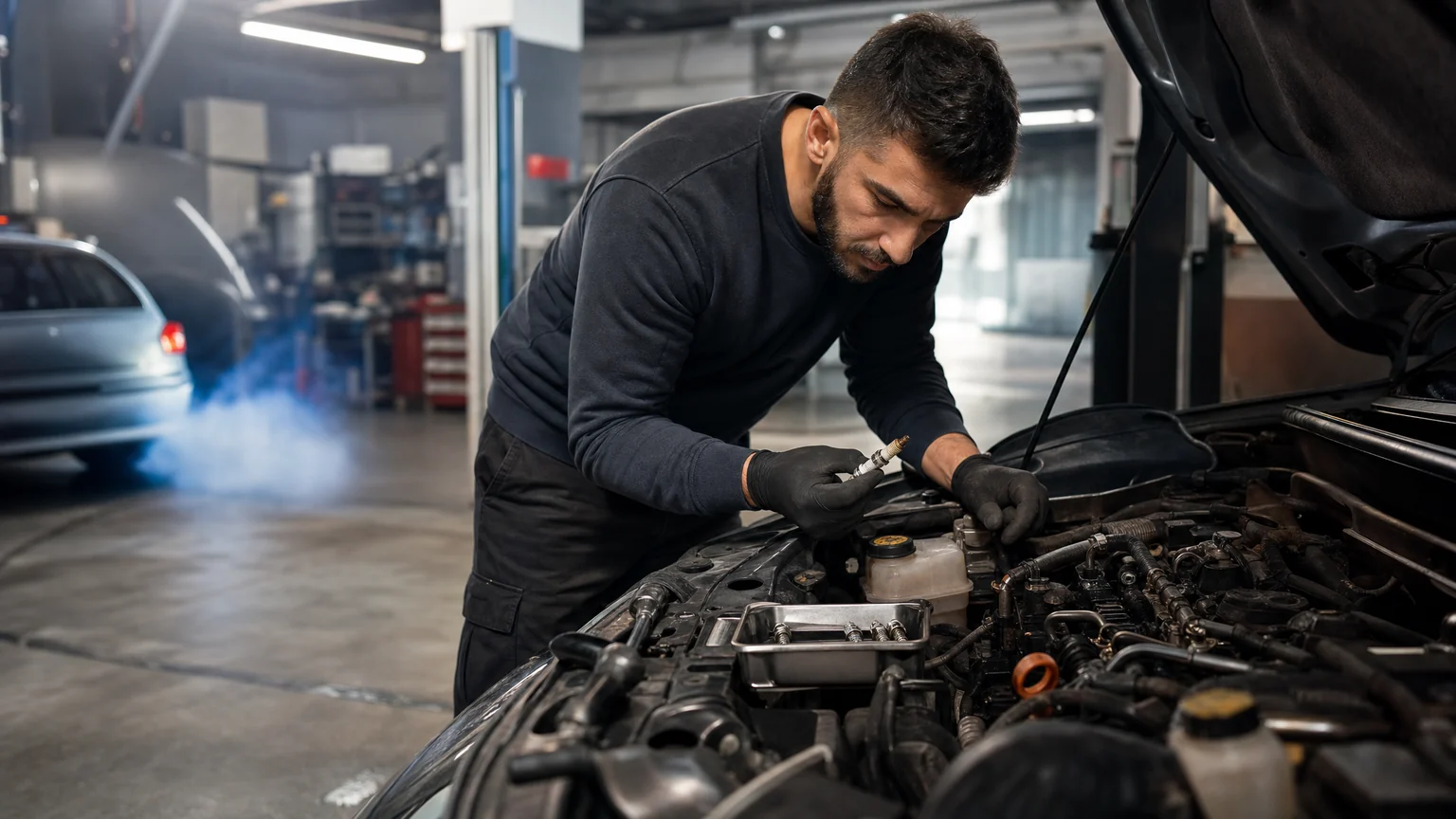 Blue exhaust smoke diagnosis for oil burning
