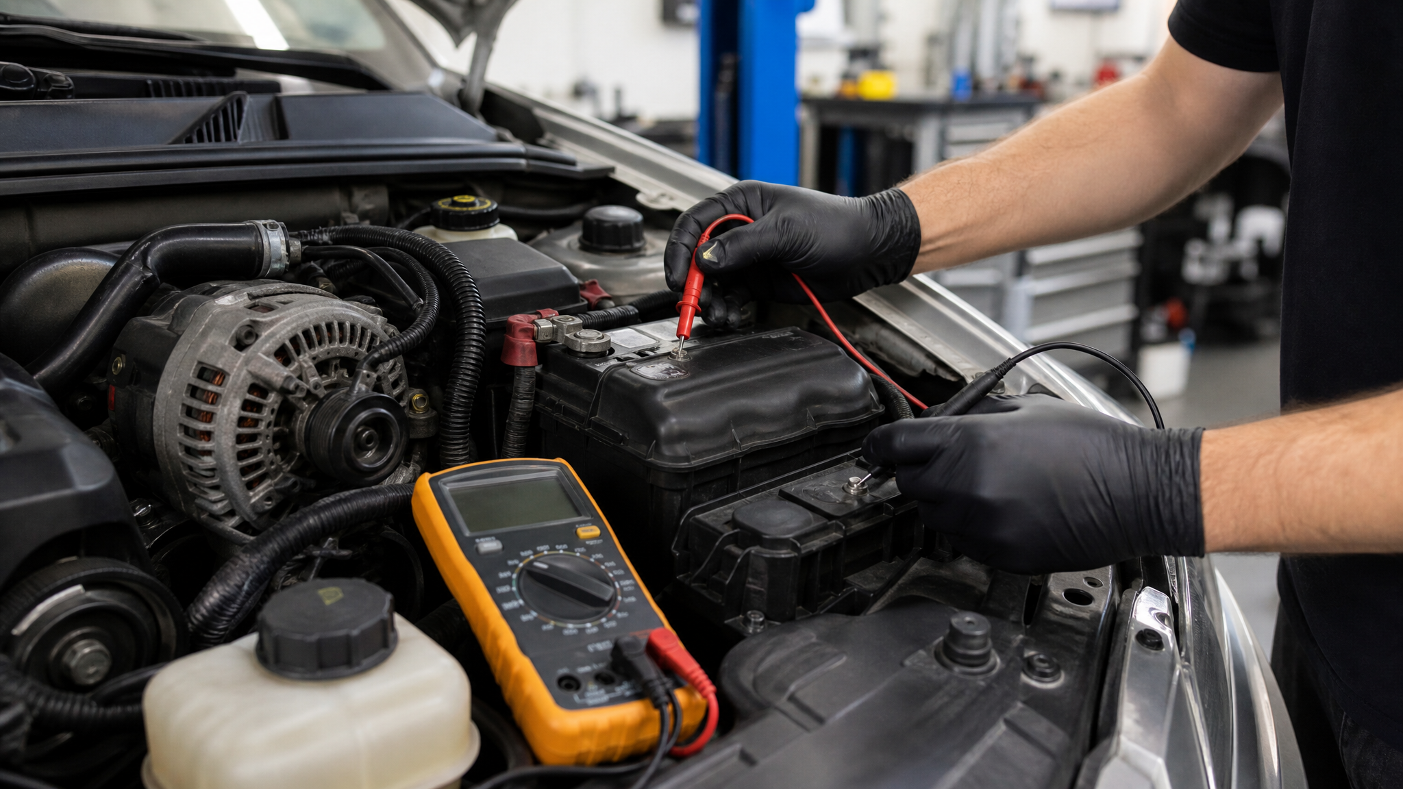 Car battery overcharging diagnosis with multimeter
