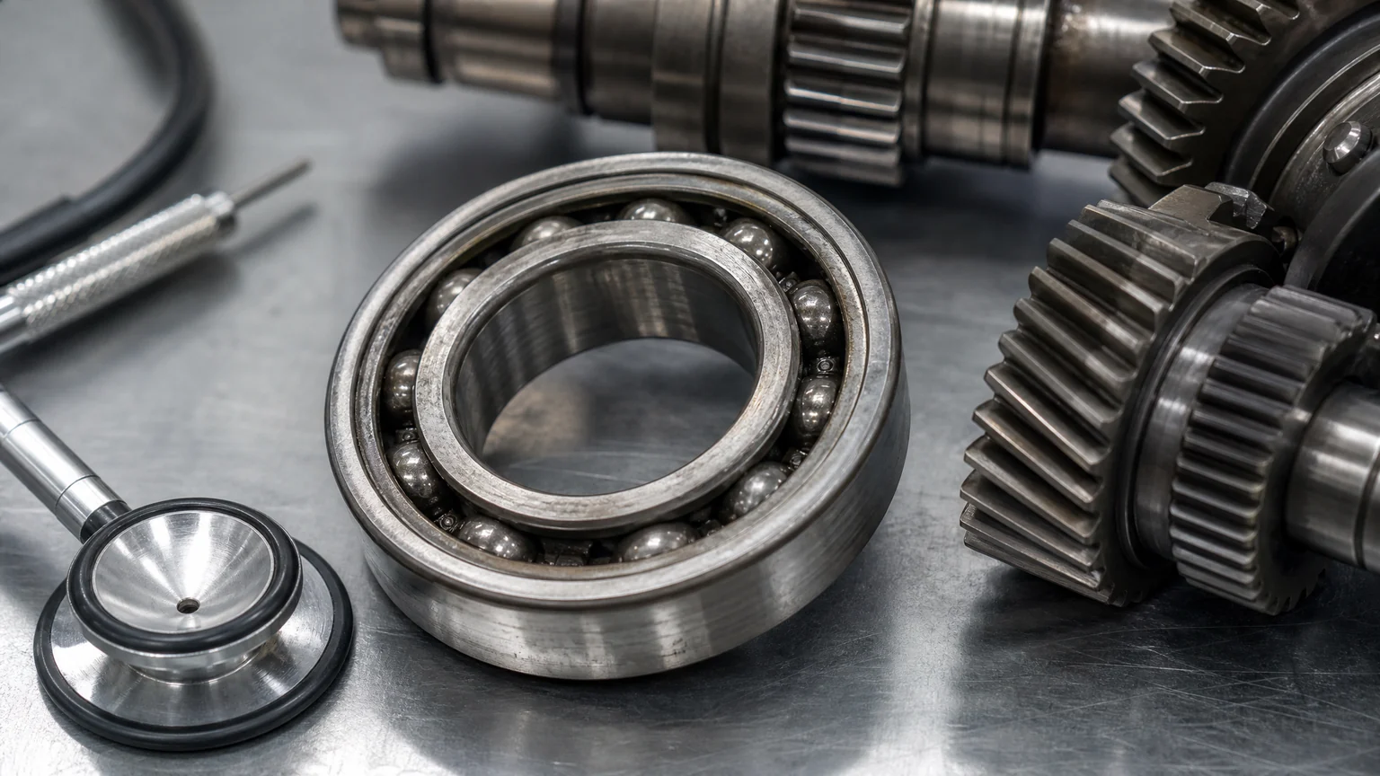 Worn transmission bearing and gear causing noise