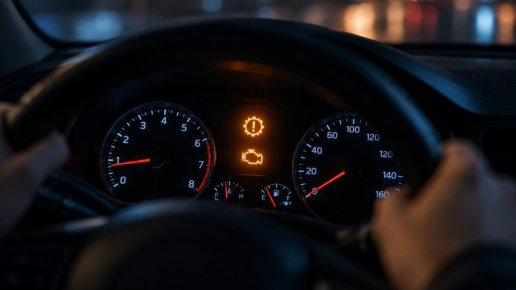 Dashboard warning lights at night
